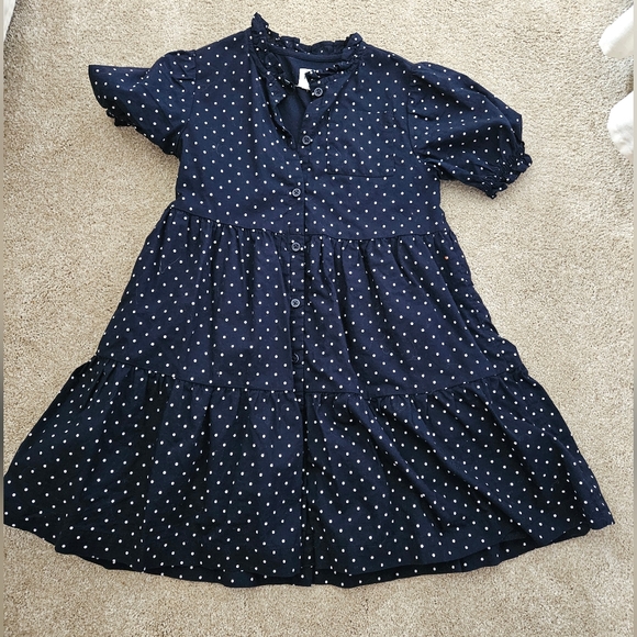Baby Gap short sleeve dress, size 5, navy and white polka dot - Picture 1 of 2